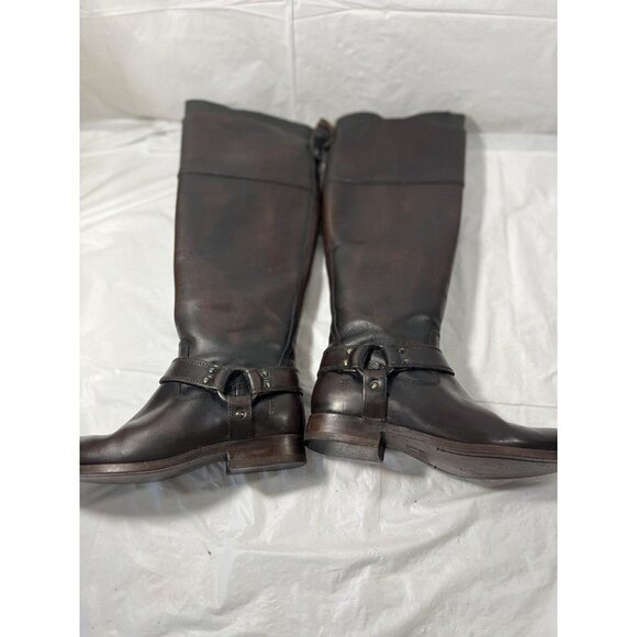 FRYE Melissa Harness Inside Zip Tall Brown Leather Boots Sz 6 B 76929 $438 - Picture 4 of 16
